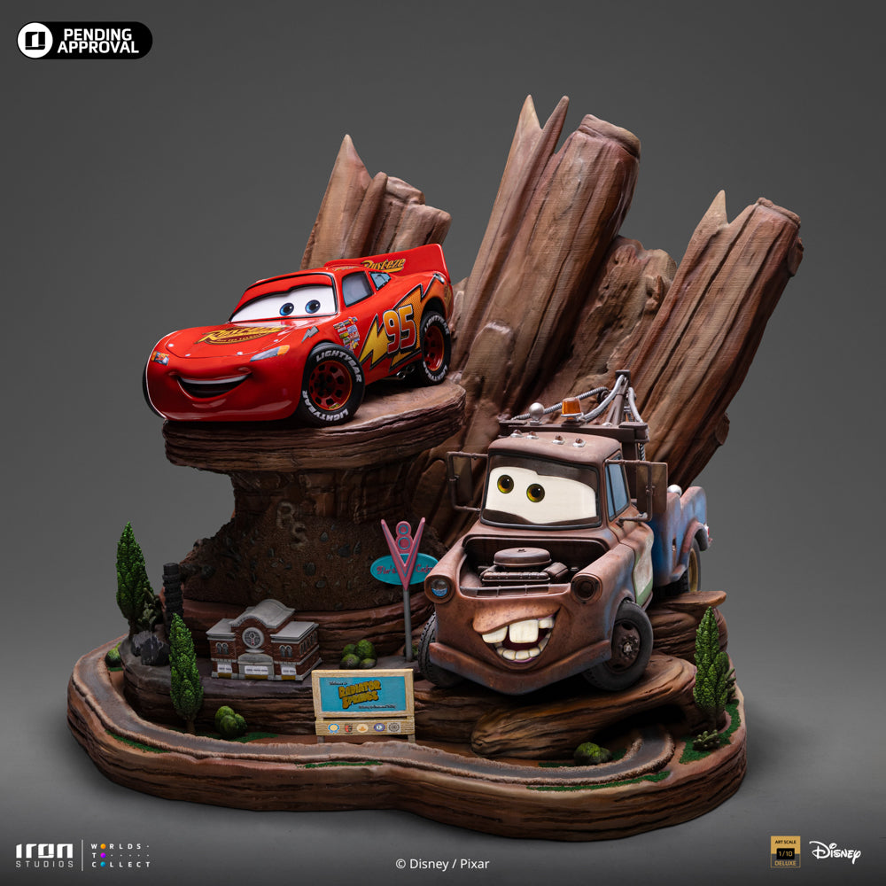 Estátua Relâmpago Mcqueen & Mate Deluxe - Carros - Art Scale 1/10 Iron Studios