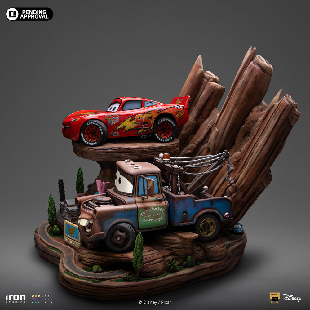 Estátua Relâmpago Mcqueen & Mate Deluxe - Carros - Art Scale 1/10 Iron Studios
