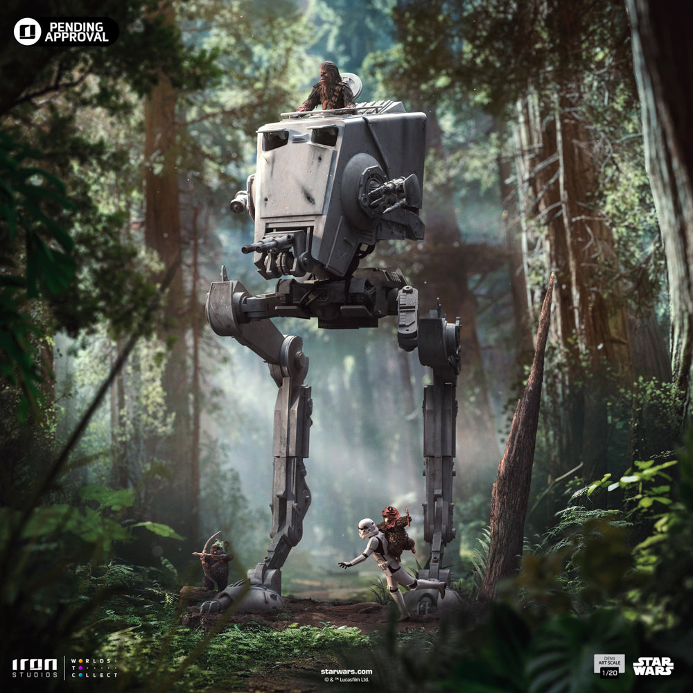 Estátua AT-ST and Chewbacca - Star Wars - Demi Scale 1/20 - Iron Studios