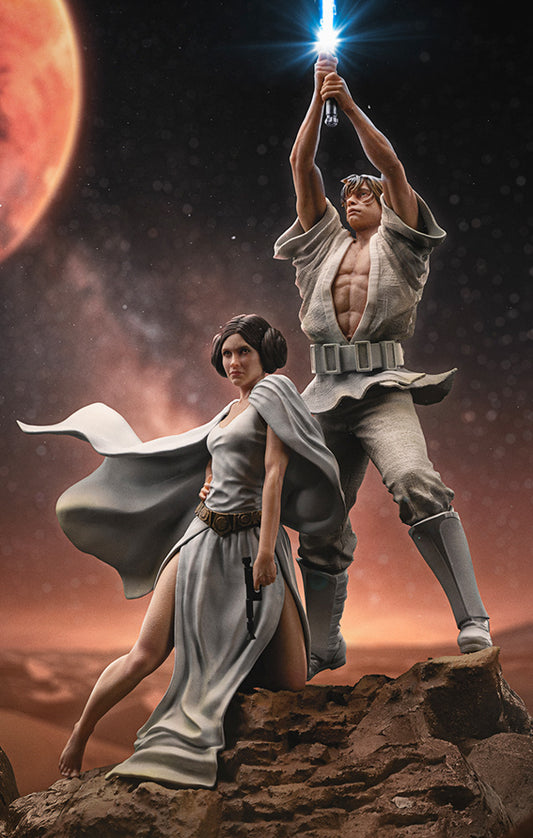 Estátua Luke and Leia Deluxe - Star Wars - Art Scale 1/10 - Iron Studios