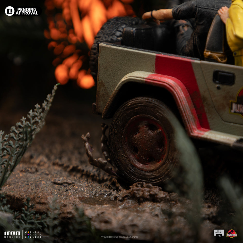 Estátua T-Rex Chase Scene - Jurassic Park - Demi Art Scale 1/20 - Iron Studios
