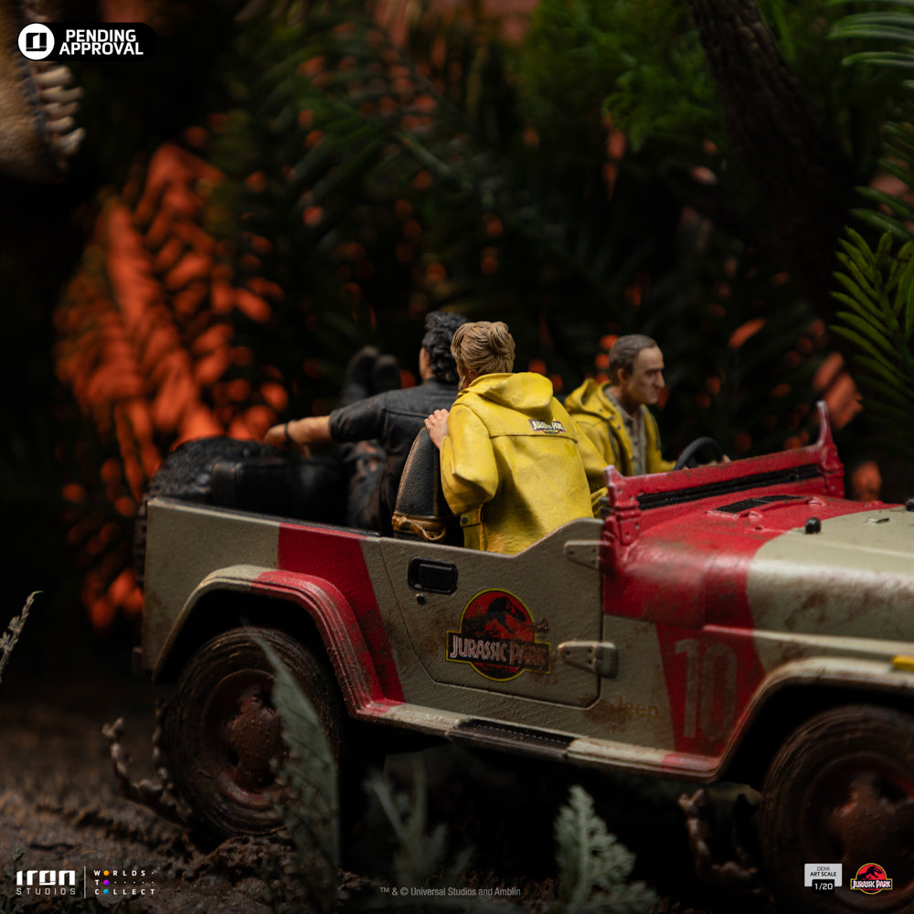 Estátua T-Rex Chase Scene - Jurassic Park - Demi Art Scale 1/20 - Iron Studios