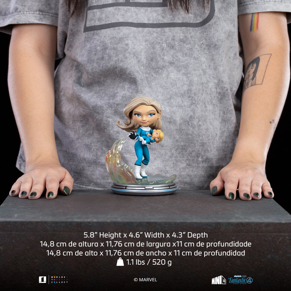Estátua Mulher Invisivel e Franklin - Quarteto Fantástico - MiniCo- Iron Studios
