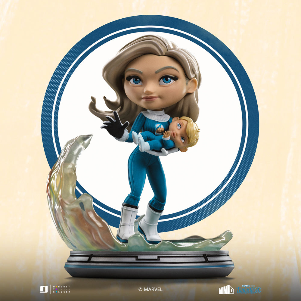 Estátua Mulher Invisivel e Franklin - Quarteto Fantástico - MiniCo- Iron Studios