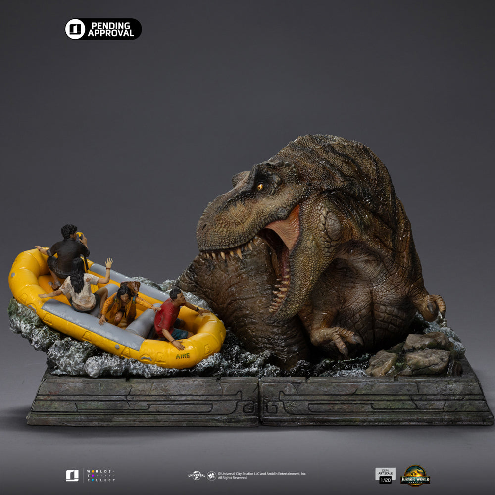 Estátua T-Rex River Scene - Jurassic World Rebirth - Demi Scale 1/20 - Iron Studios