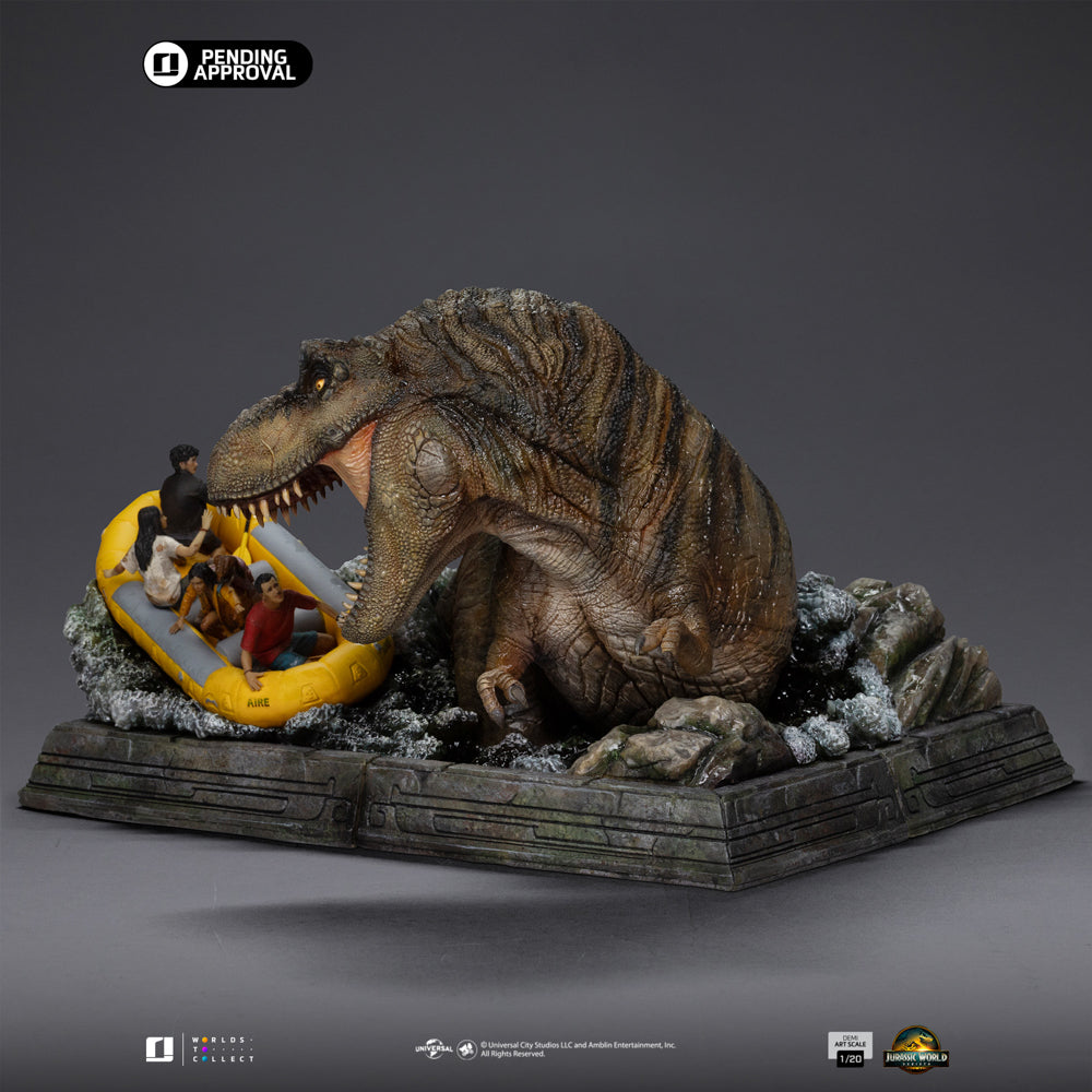 Estátua T-Rex River Scene - Jurassic World Rebirth - Demi Scale 1/20 - Iron Studios