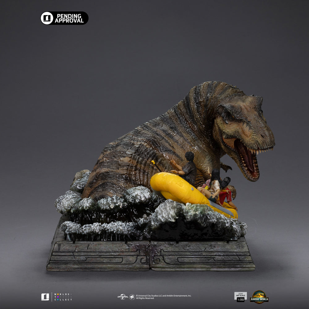 Estátua T-Rex River Scene - Jurassic World Rebirth - Demi Scale 1/20 - Iron Studios