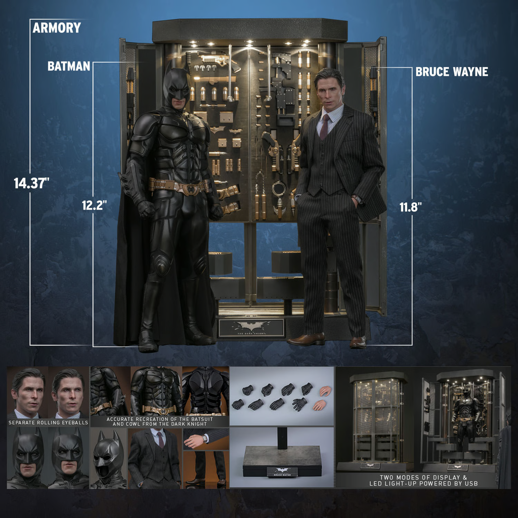 Figura Batman Armory com Bruce Wayne (2.0) - BATMAN THE DARK KNIGHT - 1/6 Scale - Hot Toys