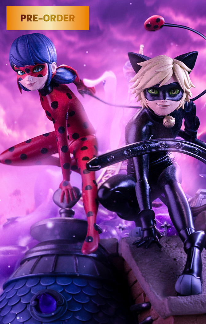 Estátua Ladybug and Cat Noir - Miraculous 10th Anniversary Signed Edition - Deluxe Art Scale 1/10 - Iron Studios