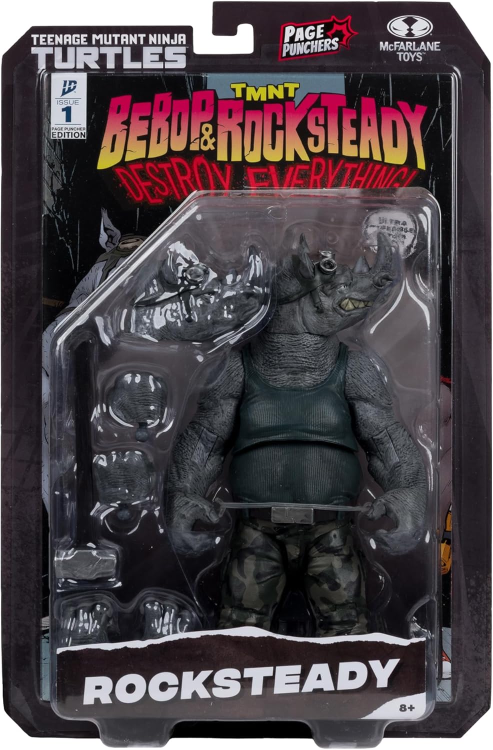 Figura Rocksteady (Page Punchers) WV2 with Comic - TMNT - McFarlane