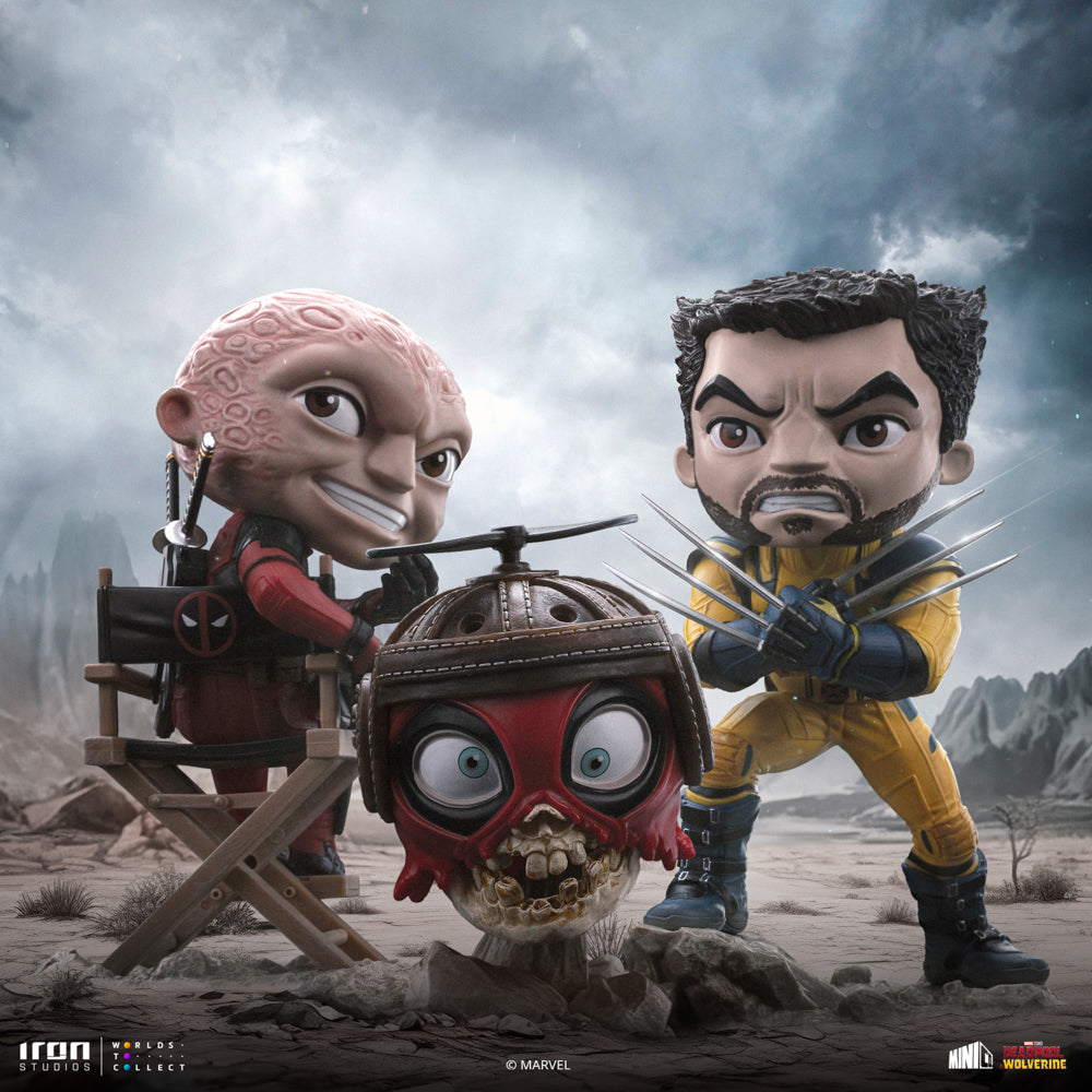 Estátua Deadpool, Wolverine and Headpool set (Unmasked) - MiniCo - Iron Studios