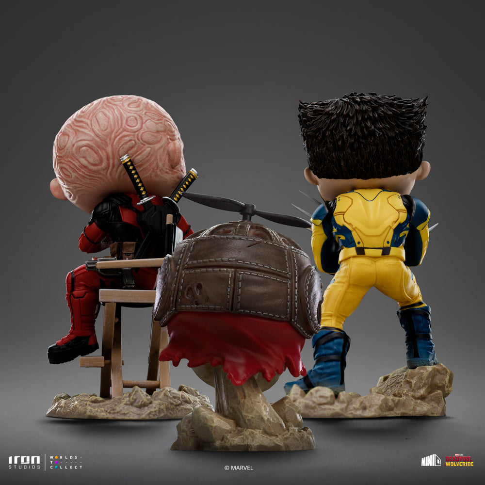 Estátua Deadpool, Wolverine and Headpool set (Unmasked) - MiniCo - Iron Studios