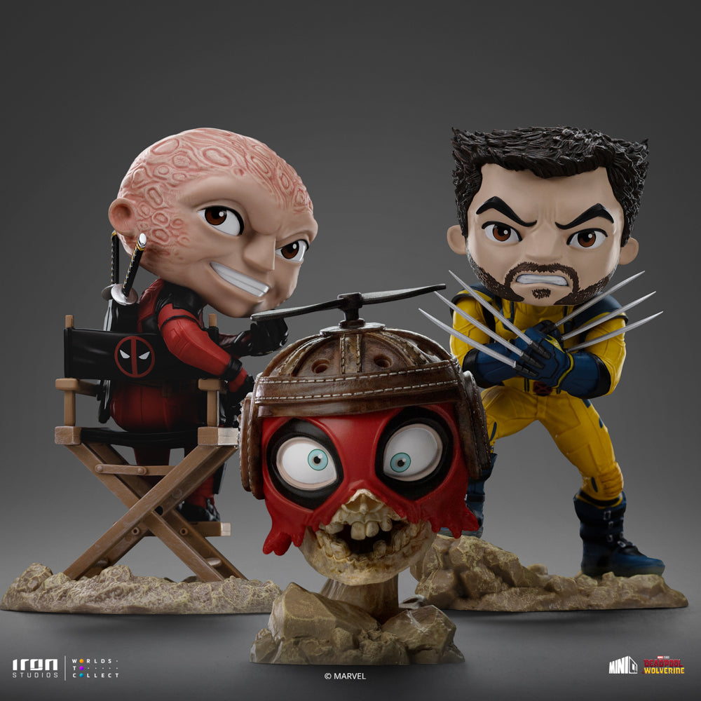 Estátua Deadpool, Wolverine and Headpool set (Unmasked) - MiniCo - Iron Studios