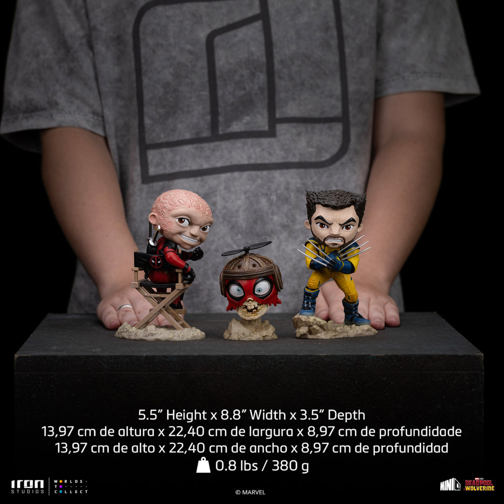 Estátua Deadpool, Wolverine and Headpool set (Unmasked) - MiniCo - Iron Studios