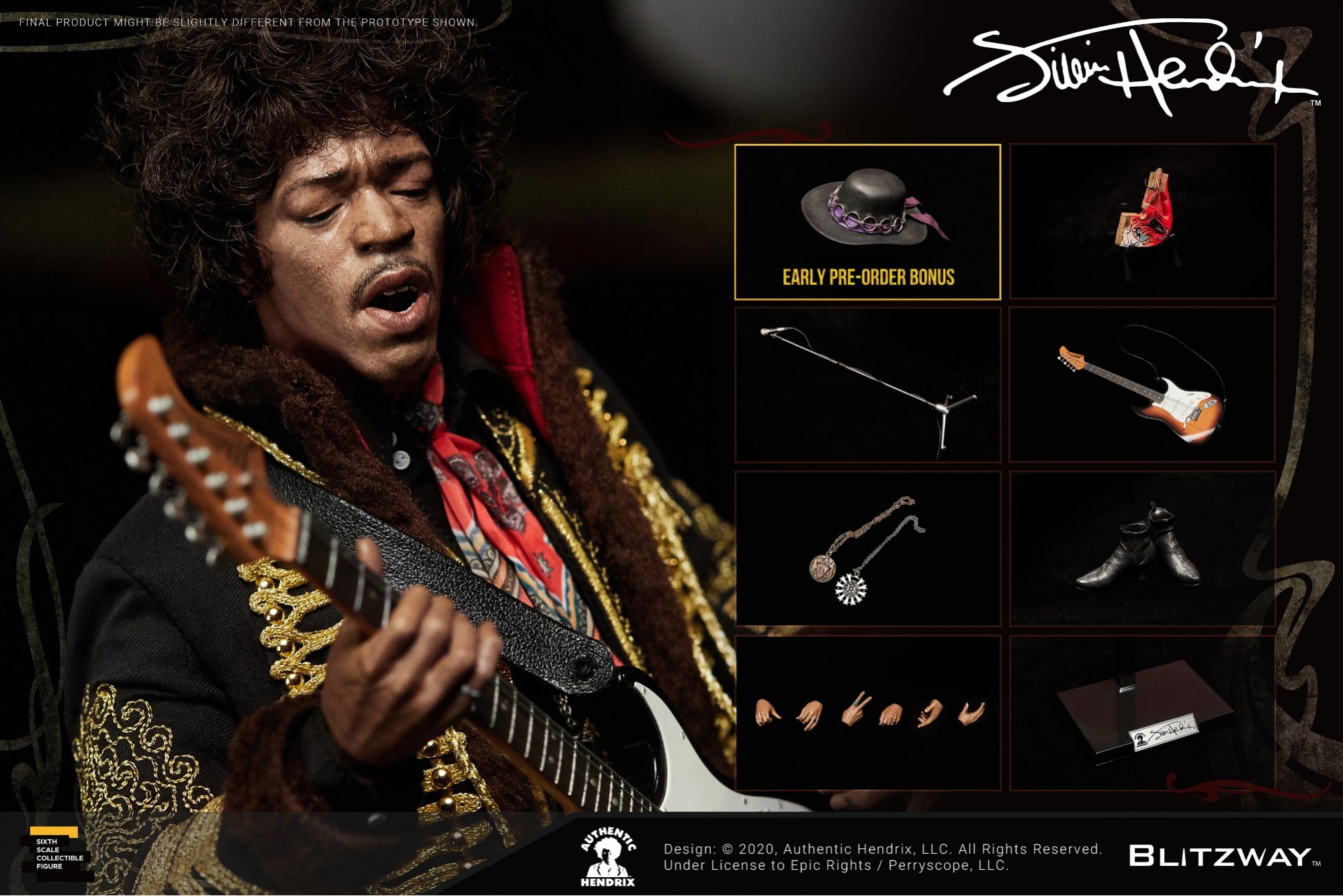 Figura Jimi Hendrix - 1/6 Figure - Blitzway – Iron Studios Brasil