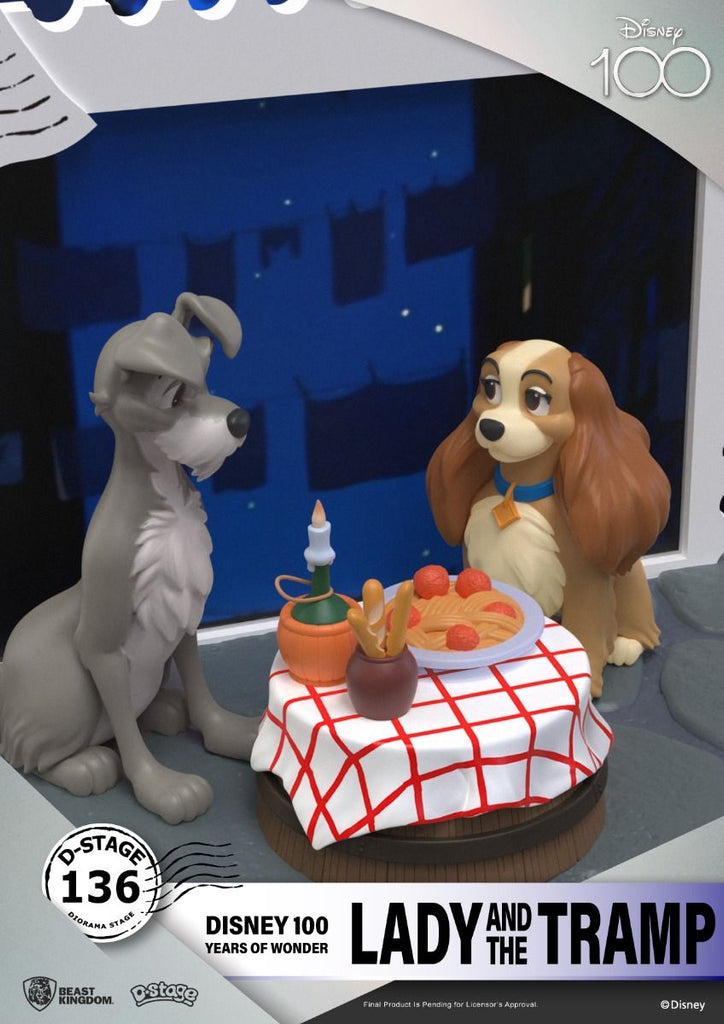 Estátua A Dama e o Vagabundo - Disney 100 Years - D-Stage - Beast Kingdom