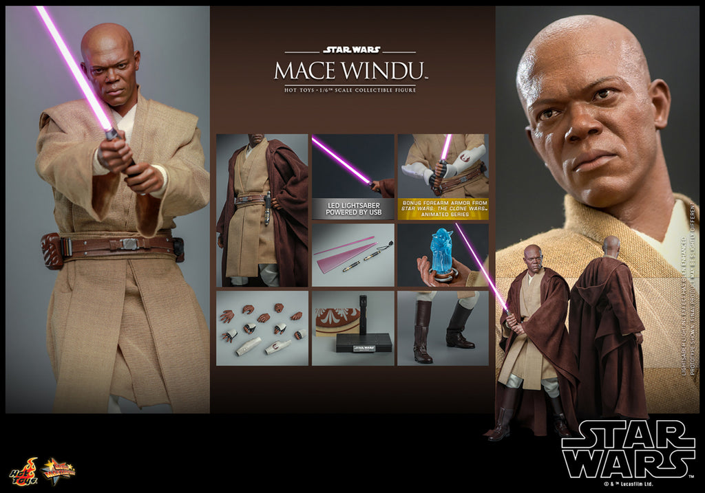 Figura Mace Windu - Star Wars - Sixth Scale - Hot Toys