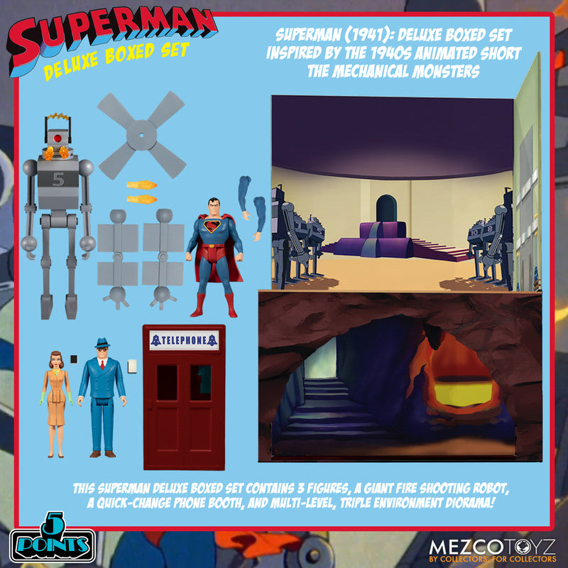 Figura Super Homem The Mechanical Monsters 1941 - DC Comics - Deluxe Boxed Set - Mezco
