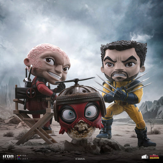 Estátua Deadpool, Wolverine and Headpool set (Unmasked) - MiniCo - Iron Studios