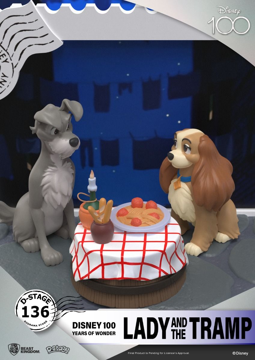 Estátua A Dama e o Vagabundo - Disney 100 Years - D-Stage - Beast Kingdom