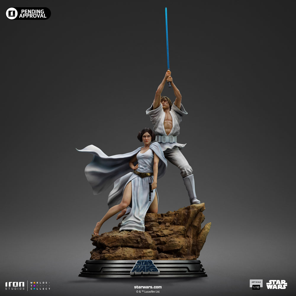 くじSTAR　WARS A賞 Statue Figure Estátua Luke and Leia Deluxe - Star Wars - Art Scale 1/10 - Iron