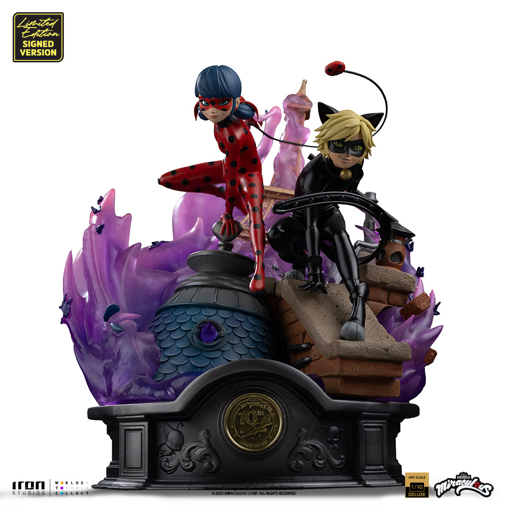 Voucher Pré-venda - Estátua Lady Bug and Cat Noir - Miraculous 10th Anniversary Signed Edition - Deluxe Art Scale 1/10 - Iron Studios