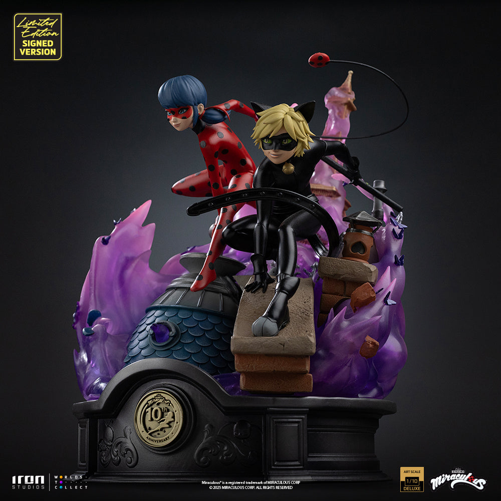 Voucher Pré-venda - Estátua Lady Bug and Cat Noir - Miraculous 10th Anniversary Signed Edition - Deluxe Art Scale 1/10 - Iron Studios