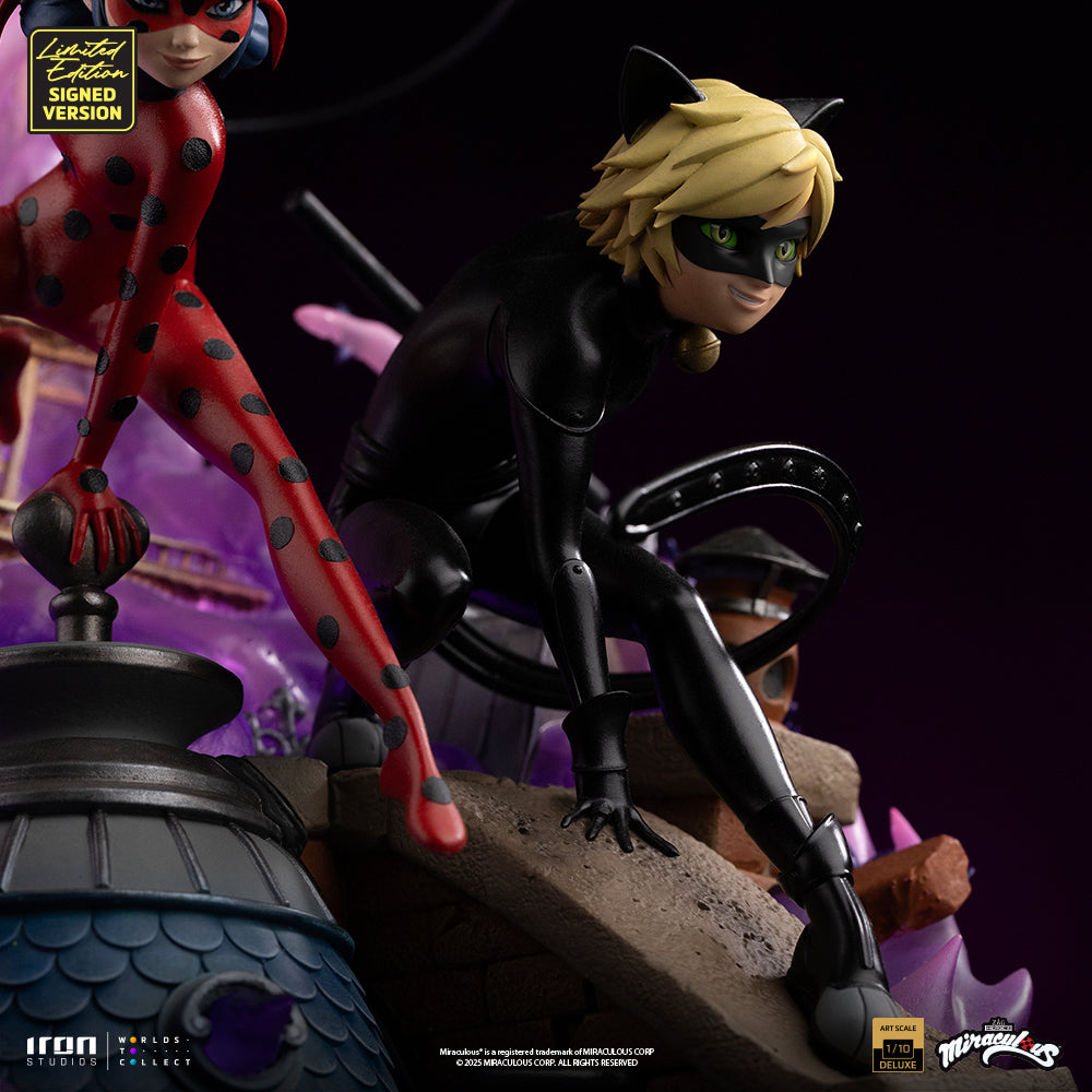 Voucher Pré-venda - Estátua Lady Bug and Cat Noir - Miraculous 10th Anniversary Signed Edition - Deluxe Art Scale 1/10 - Iron Studios