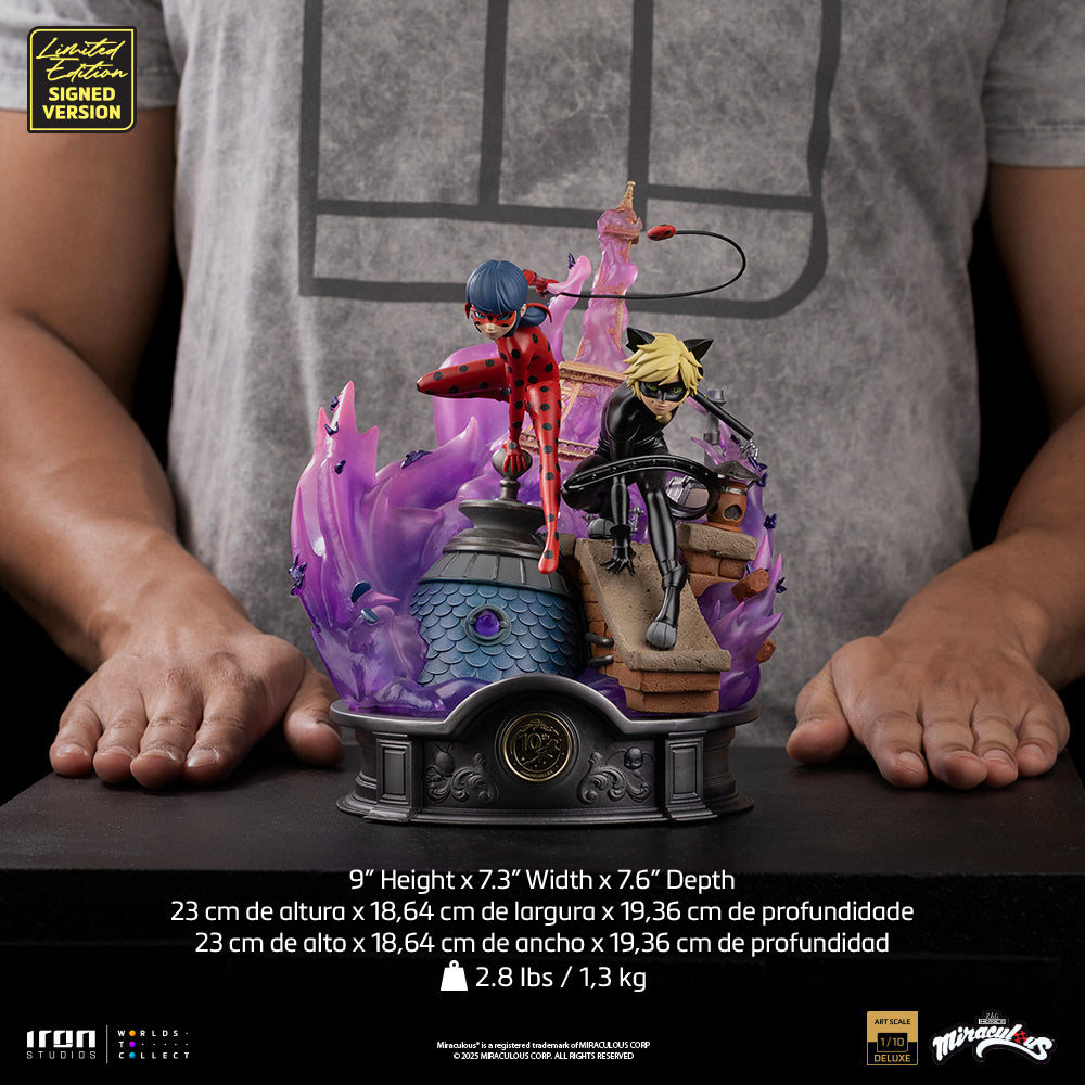 Voucher Pré-venda - Estátua Lady Bug and Cat Noir - Miraculous 10th Anniversary Signed Edition - Deluxe Art Scale 1/10 - Iron Studios