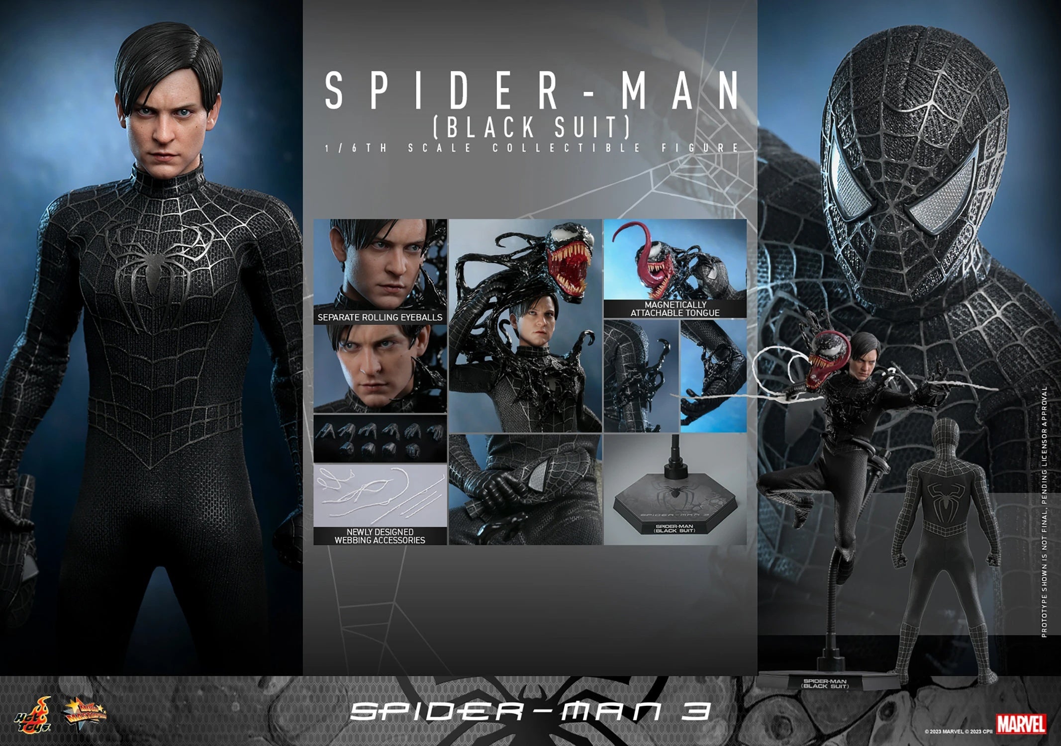 ホットトイズ Spider-Man 3 Black Suit Ver. Figura Spider-Man (Black Suit) Deluxe – Spider-Man 3 – Sixth Scale