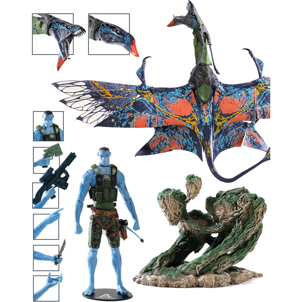 Figura Quaritch & Banshee (Gold Label)(SDCC) – Avatar 2 O Caminho da Água – DLX Mega Banshee & Rider – McFarlane