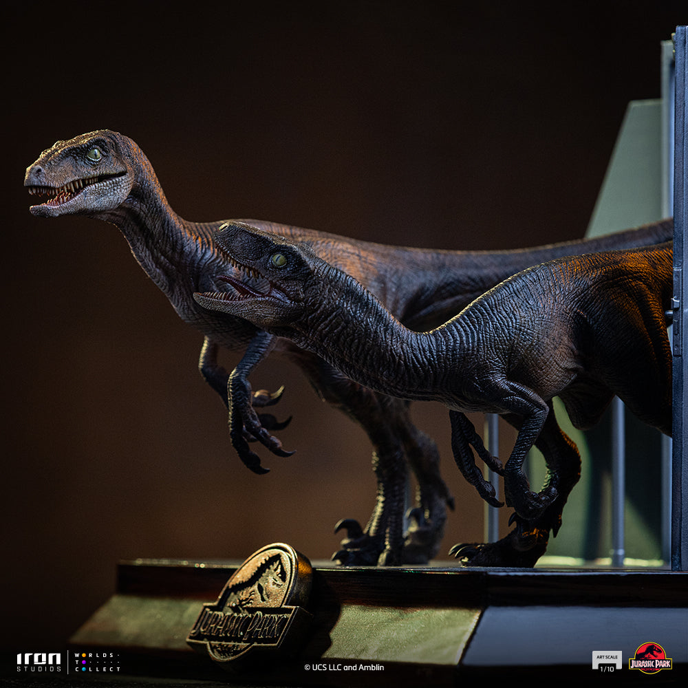 Voucher Pré-venda - Estátua Raptors at the Kitchen’s Door – Jurassic Park – Art Scale 1/10 – Iron Studios