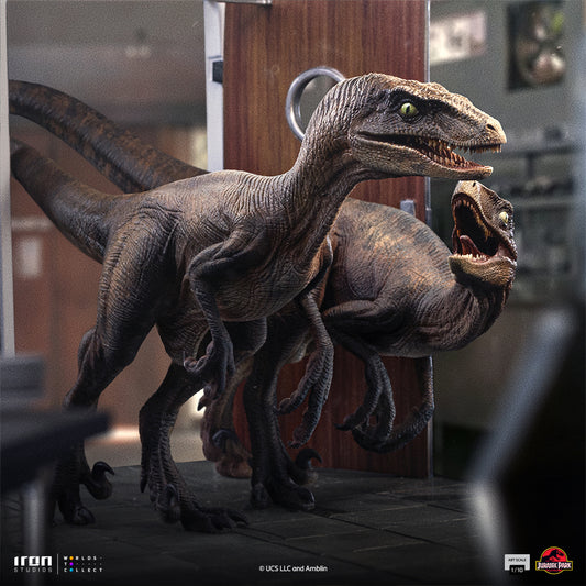 Voucher Pré-venda - Estátua Raptors at the Kitchen’s Door – Jurassic Park – Art Scale 1/10 – Iron Studios